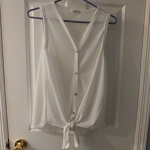 White tie front button down tank